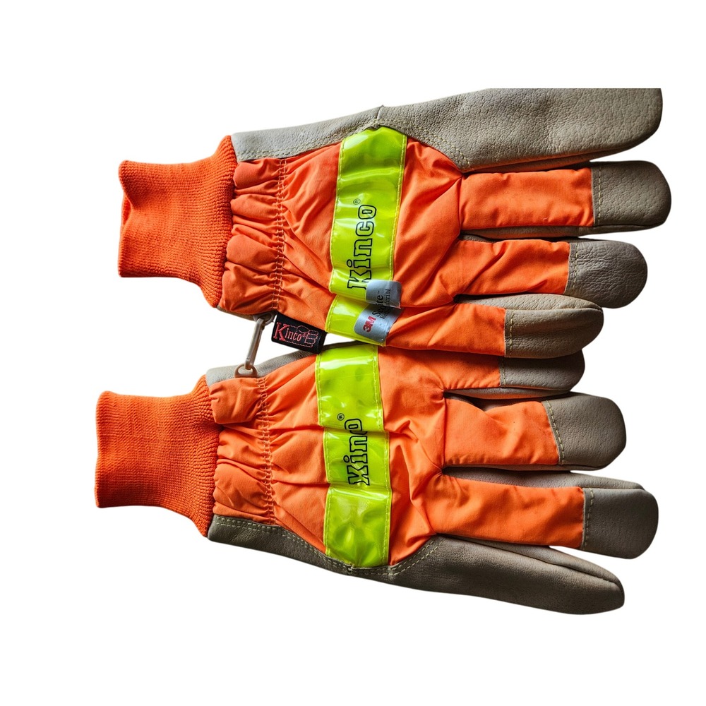 Kinco Work Gloves Men XXL Orange HiVis Reflective Heatkeep Lined Pigskin Leather